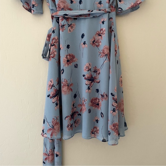 House of Harlow 1960 x Revolve Blue Pink Floral Wrap Dress XS - Picture 7 of 13